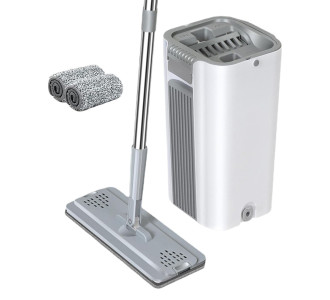 Σετ κουβάς & παρκετέζα με μικροΐνες CLN-0055, 21x21x38cm, λευκό