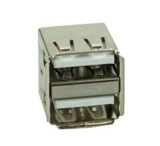 USB 2.0 Connector Double, down, Silver/White