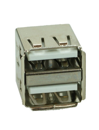 USB 2.0 Connector Double, down, Silver/White