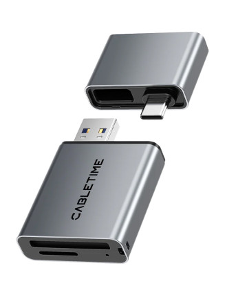 CABLETIME card reader CT-ACCD3-AG για SD & micro SD, USB 3.0, 5Gbps, γκρι