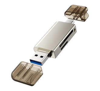 CABLETIME card reader CT-ACMCD2-ZG για SD & micro SD, USB/USB-C σύνδεση, 5Gbps, γκρι