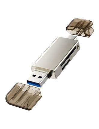 CABLETIME card reader CT-ACMCD2-ZG για SD & micro SD, USB/USB-C σύνδεση, 5Gbps, γκρι