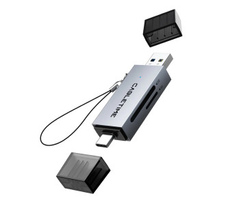 CABLETIME card reader CT-ACSD3-AG, SD/micro SD, USB/USB-C, 5Gbps, γκρι CABLETIME card reader CT-ACSD3-AG, SD/micro SD, USB/USB-C, 5Gbps, γκρι
