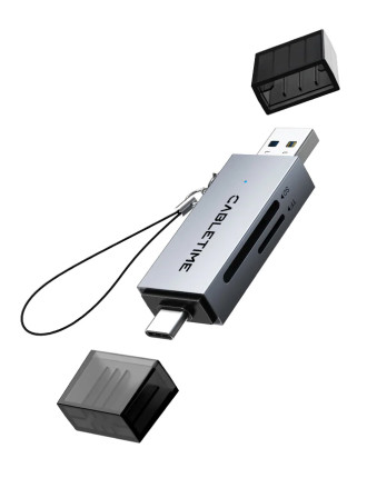 CABLETIME card reader CT-ACSD3-AG, SD/micro SD, USB/USB-C, 5Gbps, γκρι CABLETIME card reader CT-ACSD3-AG, SD/micro SD, USB/USB-C, 5Gbps, γκρι
