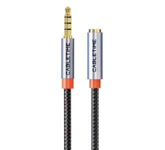 CABLETIME καλώδιο προέκτασης ήχου 3.5mm CT-AE35M, gold plated, 2m, μαύρο