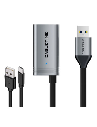 CABLETIME καλώδιο προέκτασης USB CT-AMAFA3, active, 5Gbps, 5m, μαύρο