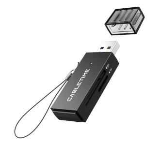 CABLETIME card reader CT-ASD3-PB για SD & micro SD, USB, 5Gbps, μαύρο