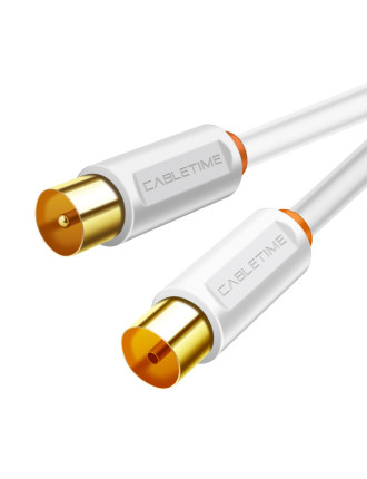 CABLETIME καλώδιο κεραίας CT-AV101-02, 75 Ohm, 2m, λευκό CABLETIME καλώδιο κεραίας CT-AV101-02, 75 Ohm, 2m, λευκό
