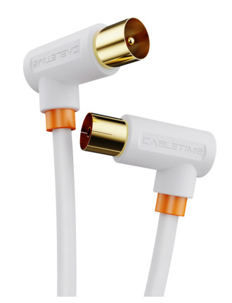 CABLETIME καλώδιο κεραίας CT-AV101-10, γωνιακό, 75 Ohm, 1m, λευκό