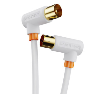 CABLETIME καλώδιο κεραίας CT-AV101-10, γωνιακό, 75 Ohm, 2m, λευκό CABLETIME καλώδιο κεραίας CT-AV101-10, γωνιακό, 75 Ohm, 2m, λευκό