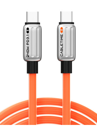 CABLETIME καλώδιο USB-C CT-CM240-ZSO1, 240W, 480Mbps, 1m, πορτοκαλί
