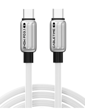 CABLETIME καλώδιο USB-C CT-CM240-ZSW1, 240W, 480Mbps, 1m, λευκό