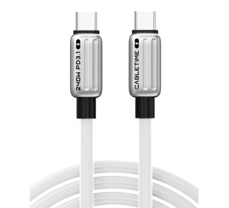 CABLETIME καλώδιο USB-C CT-CM240-ZSW2, 240W, 480Mbps, 2m, λευκό