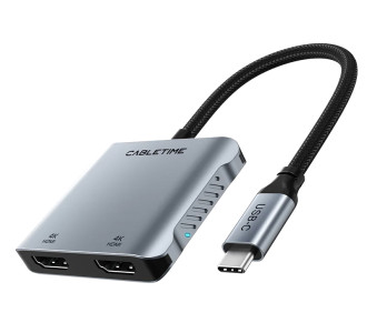 CABLETIME docking station CT-CM2H4K-AG, 4 θυρών, USB-C, 4K, 100W, γκρι CABLETIME docking station CT-CM2H4K-AG, 4 θυρών, USB-C, 4K, 100W, γκρι