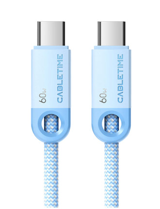 CABLETIME καλώδιο USB-C CT-CM60-PBL, 60W PD, 480Mbps, 0.25m, μπλε