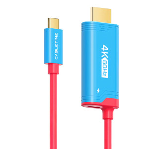 CABLETIME καλώδιο USB-C σε HDMI CT-CMHD4P, 4K/60Hz, PD100W, 2m, κόκκινο
