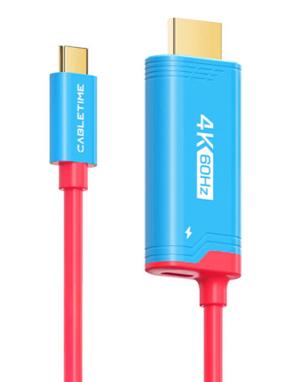 CABLETIME καλώδιο USB-C σε HDMI CT-CMHD4P, 4K/60Hz, PD100W, 2m, κόκκινο CABLETIME καλώδιο USB-C σε HDMI CT-CMHD4P, 4K/60Hz, PD100W, 2m, κόκκινο