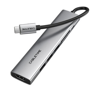 CABLETIME docking station CT-HBP2-AG7, 7 θυρών, USB-C, 4K, 100W, γκρι CABLETIME docking station CT-HBP2-AG7, 7 θυρών, USB-C, 4K, 100W, γκρι