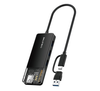 CABLETIME USB hub CT-HUBT5-PB, 4x θυρών, 10Gbps, USB/USB-C σύνδεση, μαύρο CABLETIME USB hub CT-HUBT5-PB, 4x θυρών, 10Gbps, USB/USB-C σύνδεση, μαύρο