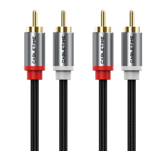 CABLETIME καλώδιο ήχου 2x RCA σε 2x RCA CT-RCA, 2m, μαύρο