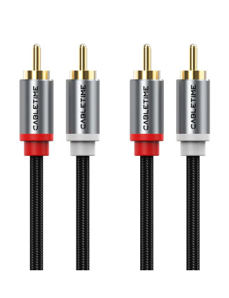CABLETIME καλώδιο ήχου 2x RCA σε 2x RCA CT-RCA, 5m, μαύρο
