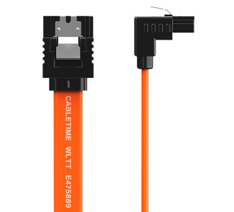 CABLETIME καλώδιο SATA III CT-SATA3R, γωνιακό, 6Gbps, 0.50m, πορτοκαλί