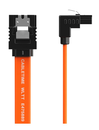 CABLETIME καλώδιο SATA III CT-SATA3R, γωνιακό, 6Gbps, 0.50m, πορτοκαλί