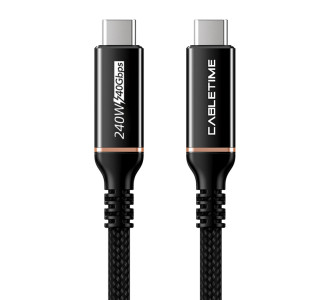 CABLETIME καλώδιο USB-C σε USB-C CT-USB4, 240W, 40Gbps, 8K/60Hz, USB4, 1m, μαύρο CABLETIME καλώδιο USB-C σε USB-C CT-USB4, 240W, 40Gbps, 8K/60Hz, USB4, 1m, μαύρο