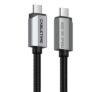 CABLETIME καλώδιο USB-C CT-USB4V2, USB4, 240W, 80Gbps, 8K/60Hz, 1m, μαύρο
