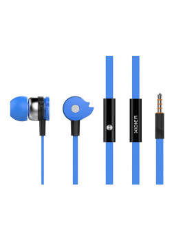 CELEBRAT earphones με μικρόφωνο D1, 3.5mm, Φ10mm, 1.2m flat, μπλε