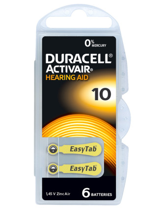 DURACELL μπαταρίες ακουστικών βαρηκοΐας Activair 10, 1.45V, 6τμχ