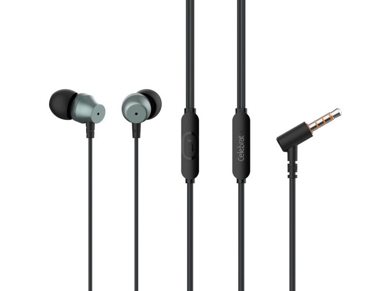 CELEBRAT earphones με μικρόφωνο D11, 3.5mm σύνδεση, Φ10mm, 1.2m, μαύρα