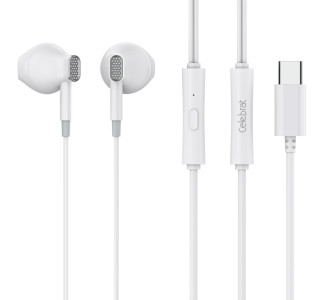CELEBRAT earphones με μικρόφωνο D12, USB-C σύνδεση, Φ14.2mm, 1.2m, λευκά CELEBRAT earphones με μικρόφωνο D12, USB-C σύνδεση, Φ14.2mm, 1.2m, λευκά