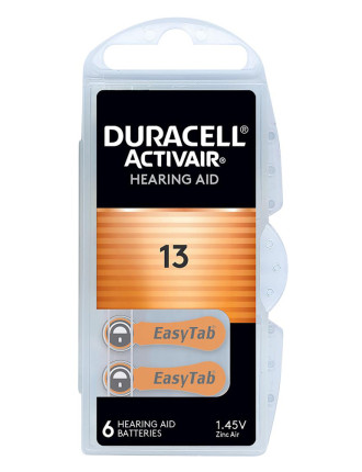 DURACELL μπαταρίες ακουστικών βαρηκοΐας Activair 13, 1.45V, 6τμχ DURACELL μπαταρίες ακουστικών βαρηκοΐας Activair 13, 1.45V, 6τμχ
