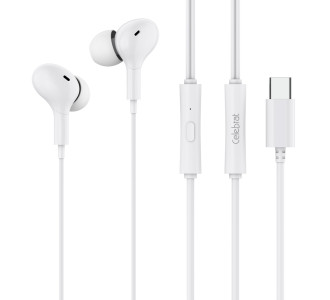 CELEBRAT earphones με μικρόφωνο D13, USB-C σύνδεση, Φ10mm, 1.2m, λευκά CELEBRAT earphones με μικρόφωνο D13, USB-C σύνδεση, Φ10mm, 1.2m, λευκά