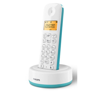 PHILIPS ασύρματο τηλέφωνο D1601T-34, με ελληνικό μενού, λευκό-πράσινο