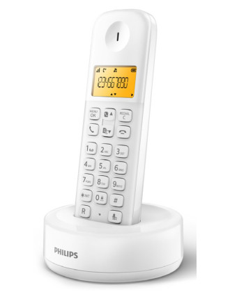 PHILIPS ασύρματο τηλέφωνο D1601W-34, με ελληνικό μενού, λευκό