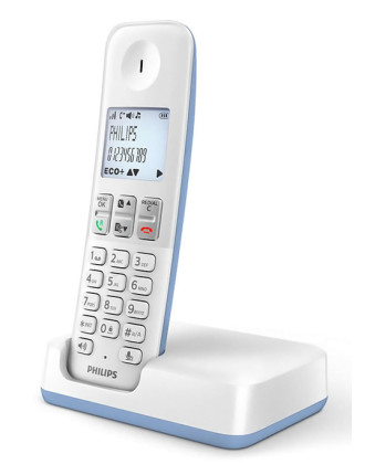 PHILIPS ασύρματο τηλέφωνο D2501S-34, με ελληνικό μενού, λευκό-μπλε PHILIPS ασύρματο τηλέφωνο D2501S-34, με ελληνικό μενού, λευκό-μπλε