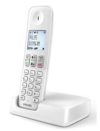 PHILIPS ασύρματο τηλέφωνο D2501W-34, με ελληνικό μενού, λευκό