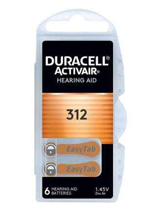 DURACELL μπαταρίες ακουστικών βαρηκοΐας Activair 312, 1.45V, 6τμχ DURACELL μπαταρίες ακουστικών βαρηκοΐας Activair 312, 1.45V, 6τμχ