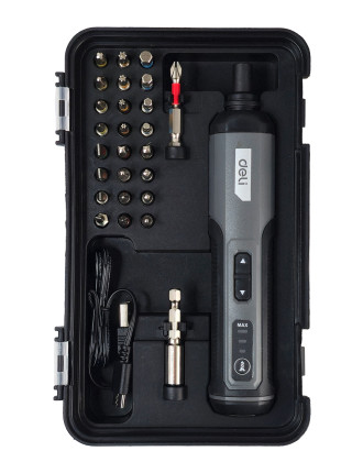 DELI σετ κατσαβίδι μπαταρίας με μύτες DC161, LED φακός, 2000mAh