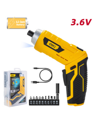 DELI κατσαβίδι μπαταρίας με μύτες DL-DP04-E2B1, LED φακός, 1500mAh