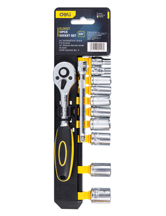 DELI σετ καστάνια με καρυδάκια DL0012T, 45 δόντια, 1/4", 150mm, 12τμχ DELI σετ καστάνια με καρυδάκια DL0012T, 45 δόντια, 1/4", 150mm, 12τμχ