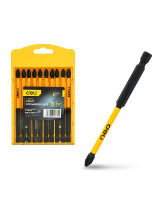 DELI σετ μύτες κατσαβιδιού DL251100 για δραπανοκατσάβιδο, σταυρωτές, PH2x100mm, 10τμχ