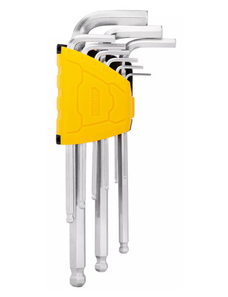 DELI σετ κλειδιά Allen DL3088 με μακρύ βραχίονα, 1.5-10mm, Cr-V, 9τμχ