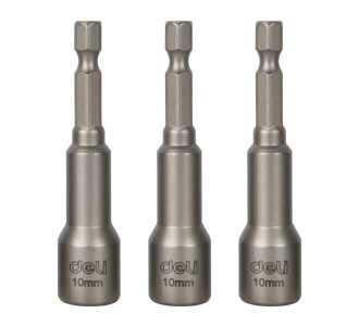 DELI σετ καρυδάκια DL4810T για δραπανοκατσάβιδο, μαγνητικά, 10mm, εξάγωνα, 3τμχ DELI σετ καρυδάκια DL4810T για δραπανοκατσάβιδο, μαγνητικά, 10mm, εξάγωνα, 3τμχ