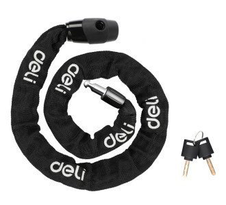 DELI κλειδαριά ποδηλάτου με κλειδί DL508021, Φ4mm, 1m, μαύρη