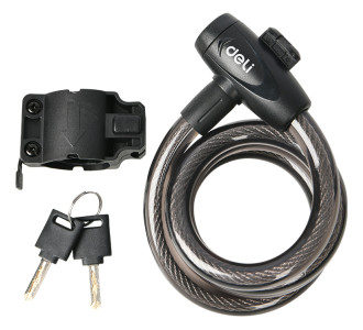 DELI κλειδαριά ποδηλάτου με κλειδί DL508062, Φ12mm, 1m, μαύρη