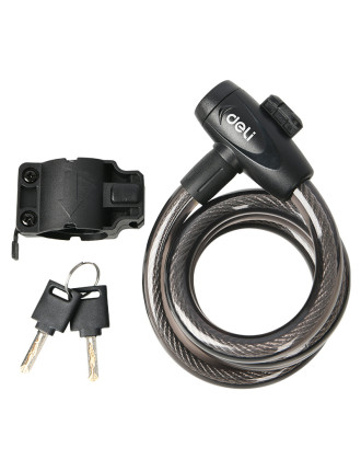 DELI κλειδαριά ποδηλάτου με κλειδί DL508062, Φ12mm, 1m, μαύρη
