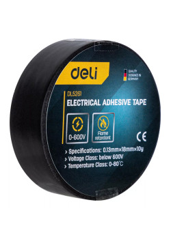 DELI μονωτική ταινία υψηλής αντοχής DL5261, 18mm x 9.15m, μαύρη